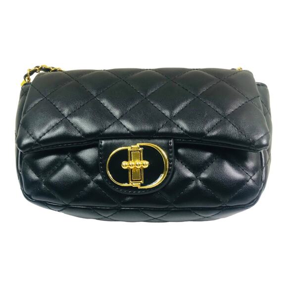 Fashion Design Black Quilted Gold Chain Crossbody / Shoulder Bag - Picture 5 of 15